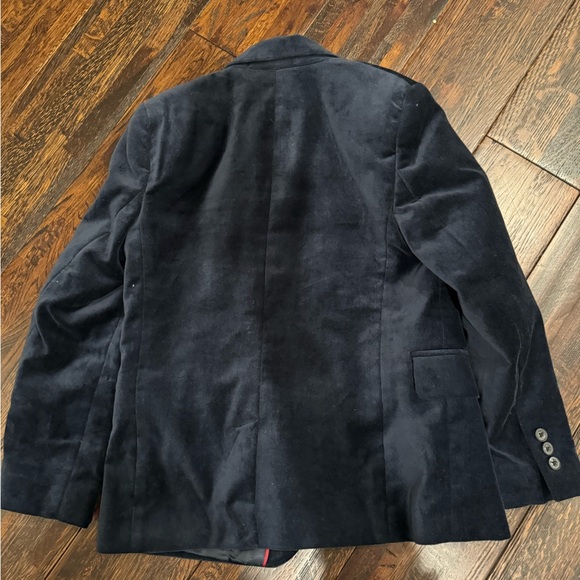 H&M Boys Slim Navy Velvet Velour Suit 2pcs - Picture 5 of 7